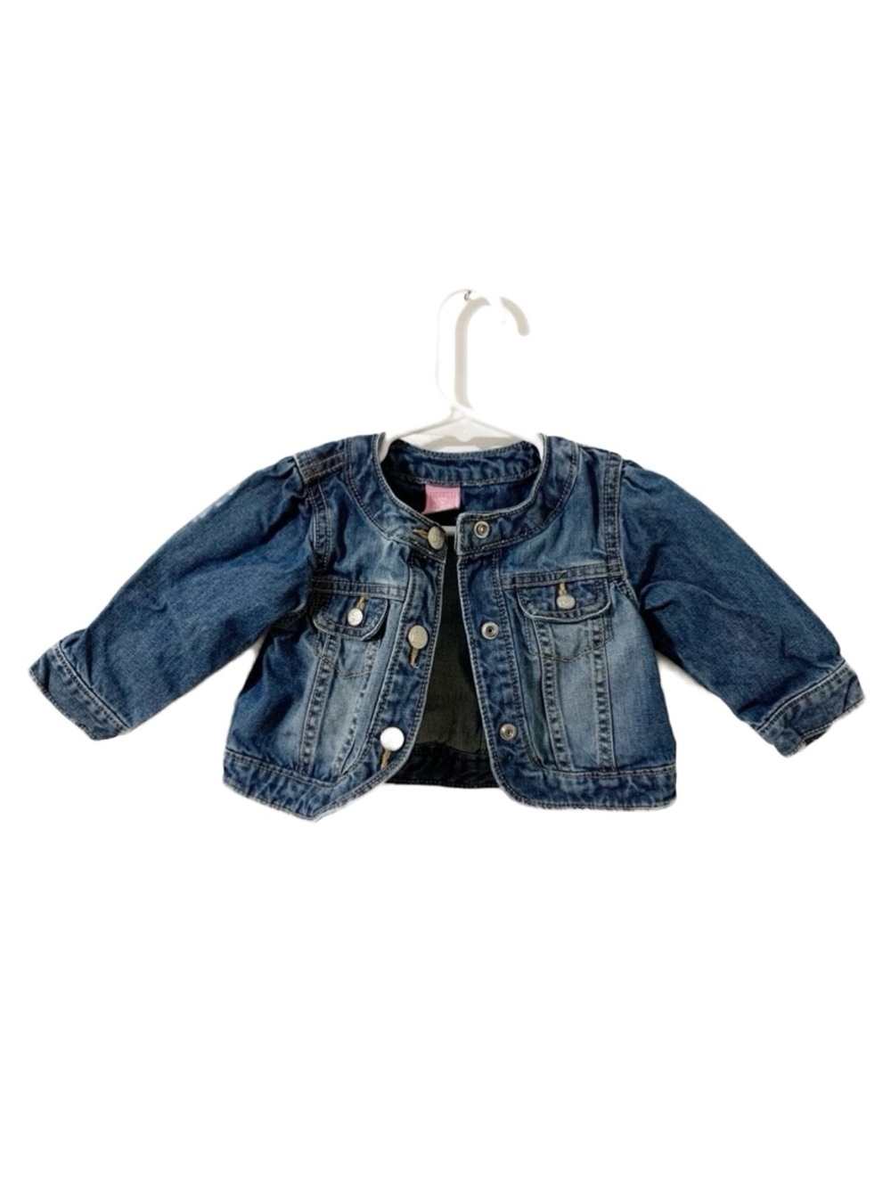 The Children’s Place Color Distressed Jean Jacket Faux Buttons Really Snaps